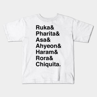 Baby Monster OT7 Name List (Black Text) Kids T-Shirt